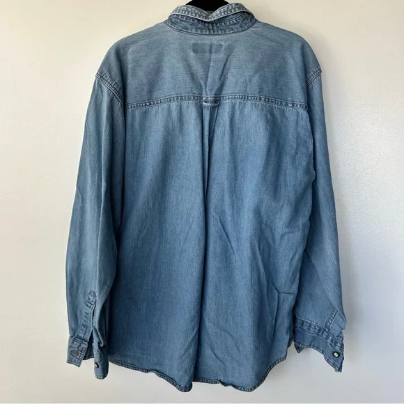 Hunt Club Denim Blue Button-Down Shirt - Picture 3 of 6